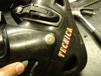 Preparing to drill to remove the cuff rivets